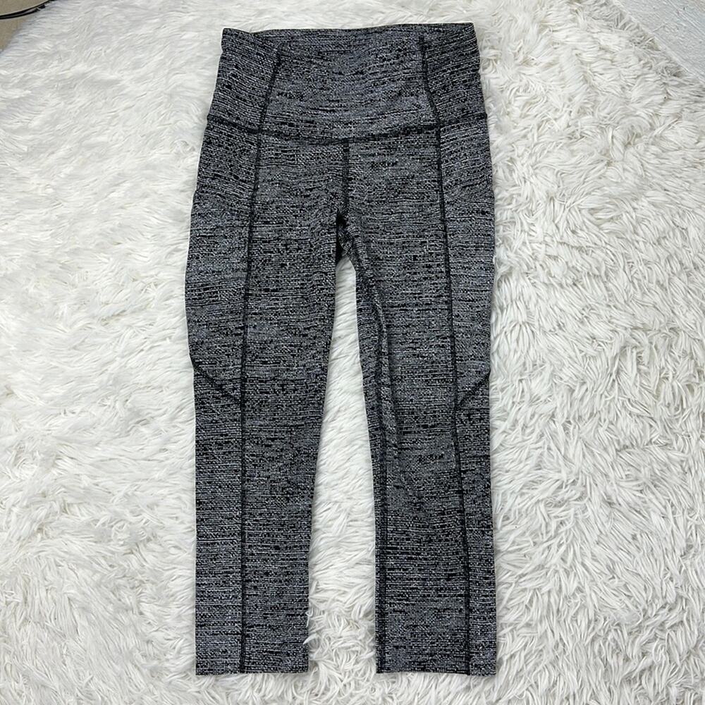 Lululemon Fast & Free Crop II (Nulux 19"") Salt Alpine White Black